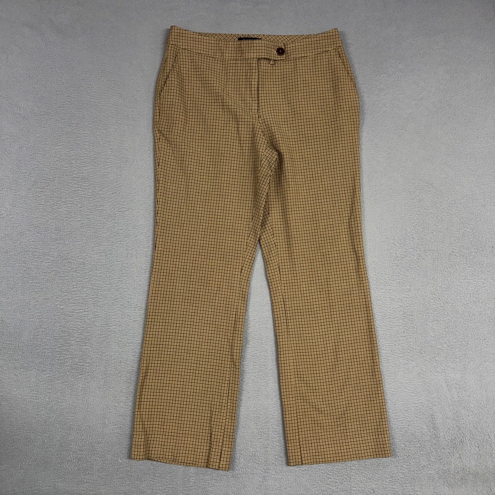 Talbots Pants Womens 8 Brown Signature Boot Houndstooth Plaid Stretch Trousers